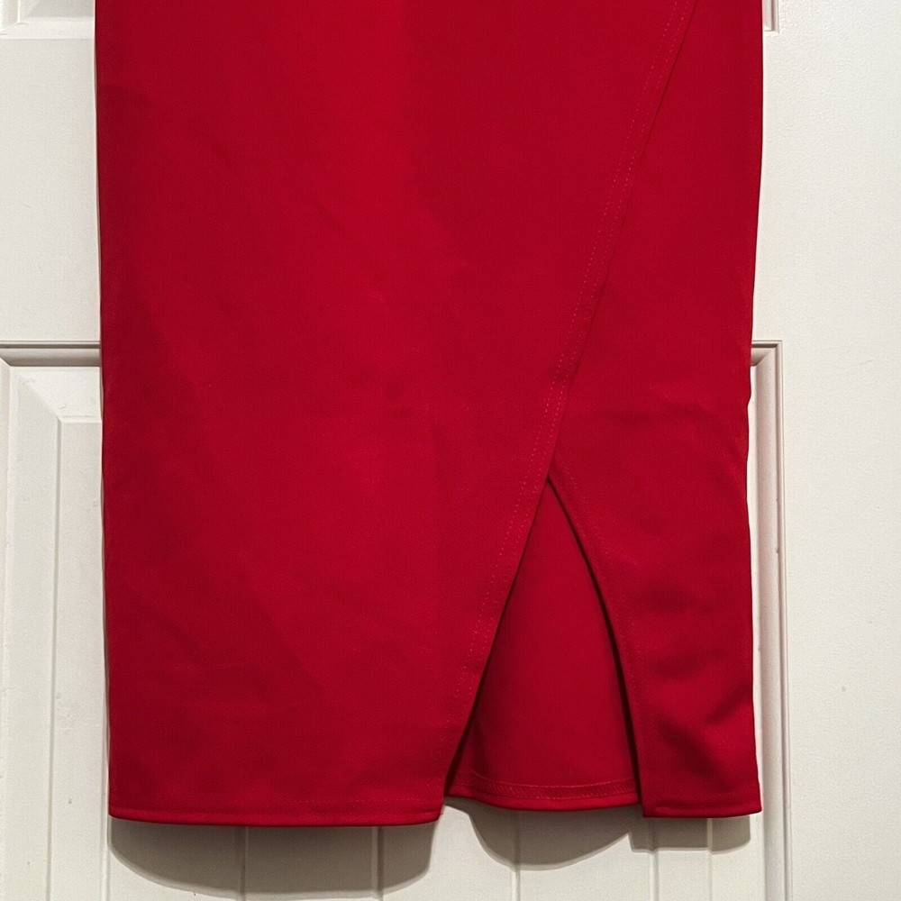 Pretty Little Thing Wrap Front Red Flutter Kimono Sleeve Midi Dress Size 8 NWT - Picture 8 of 16
